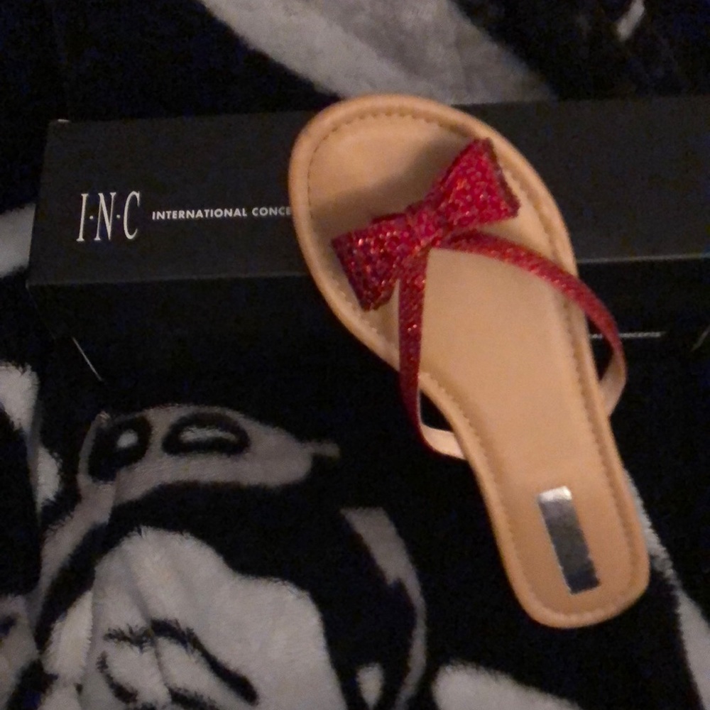 INC MalissaRed2 used Red Bow rhinestone Sandals